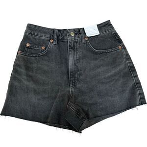 Topshop a-like raw hem black denim shorts size 2 NWT